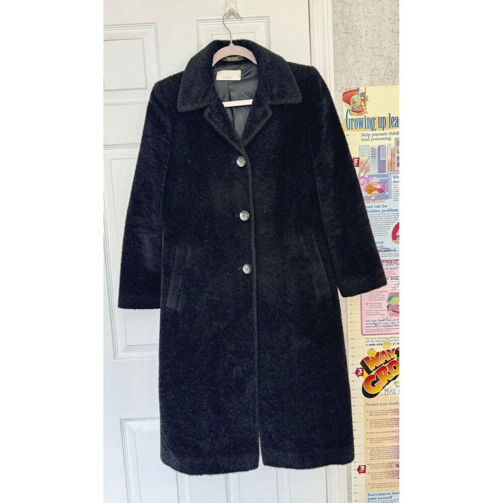 Agnona Ada  Parini Alpaca Wool Black Women’s Coat Size 40 EU In US 8 Midi Italy